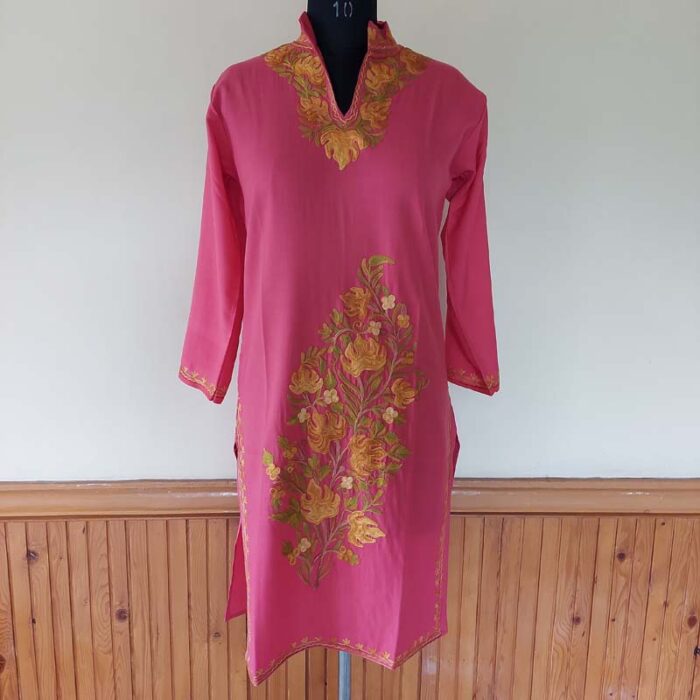 Pink Chinari Kashmiri Aari Kurti - Image 2