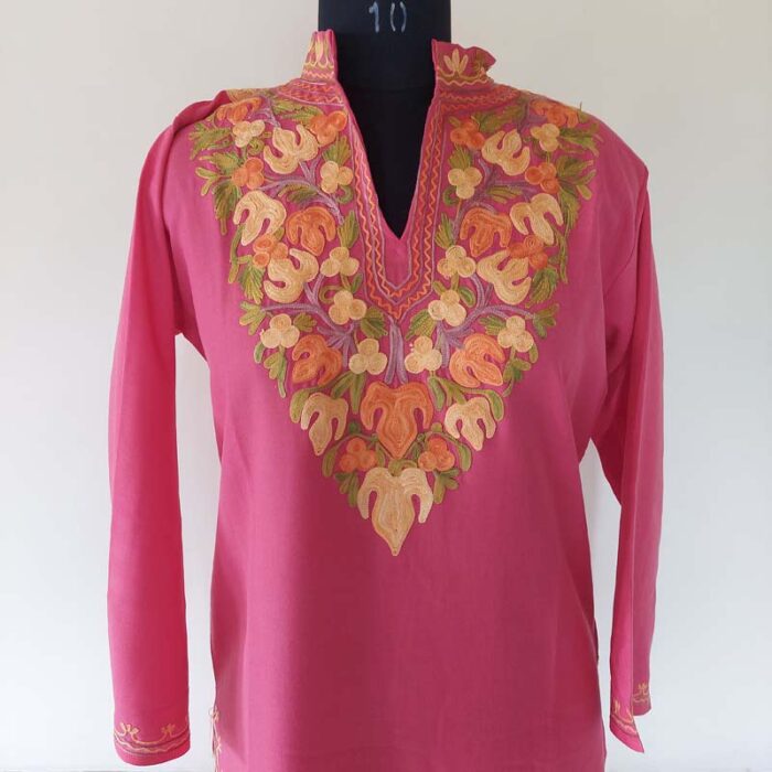 Pink Kashmiri Aari Kurta