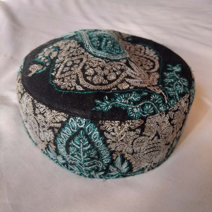 Black Pashmina Hand Sozni Cap