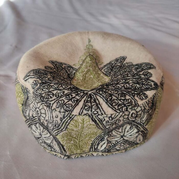Light Color Pashmina Hand Sozni Cap