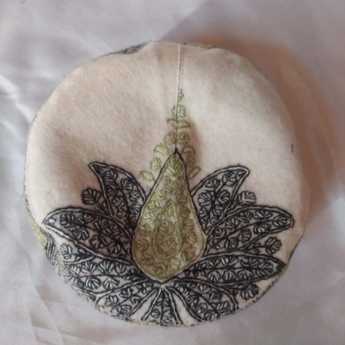 Light Color Pashmina Hand Sozni Cap - Image 3
