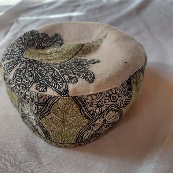 Light Color Pashmina Hand Sozni Cap - Image 2