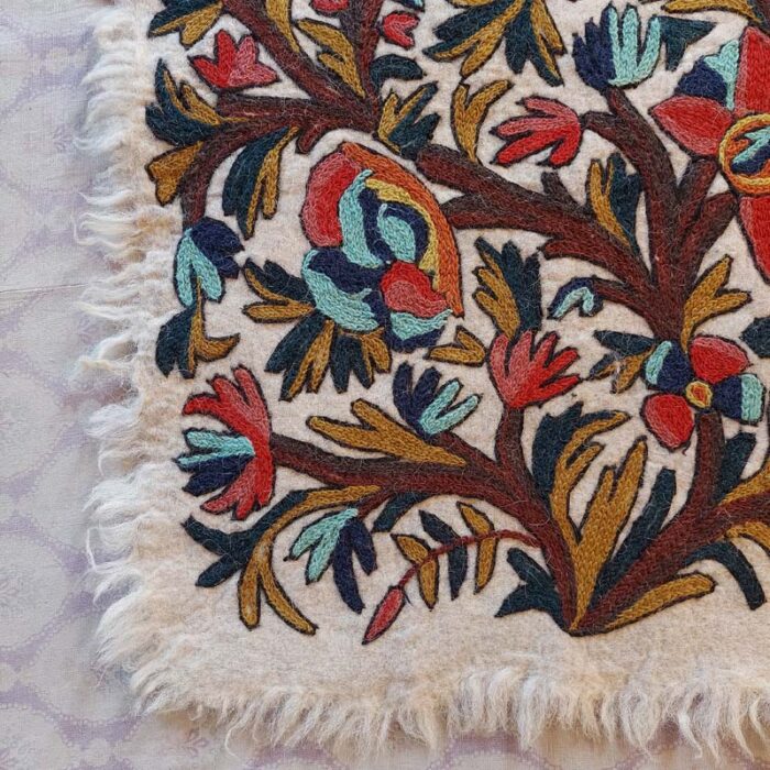 6x4 Sonth Double Work Handmade Aari Embroidered Wool Namda - Image 4