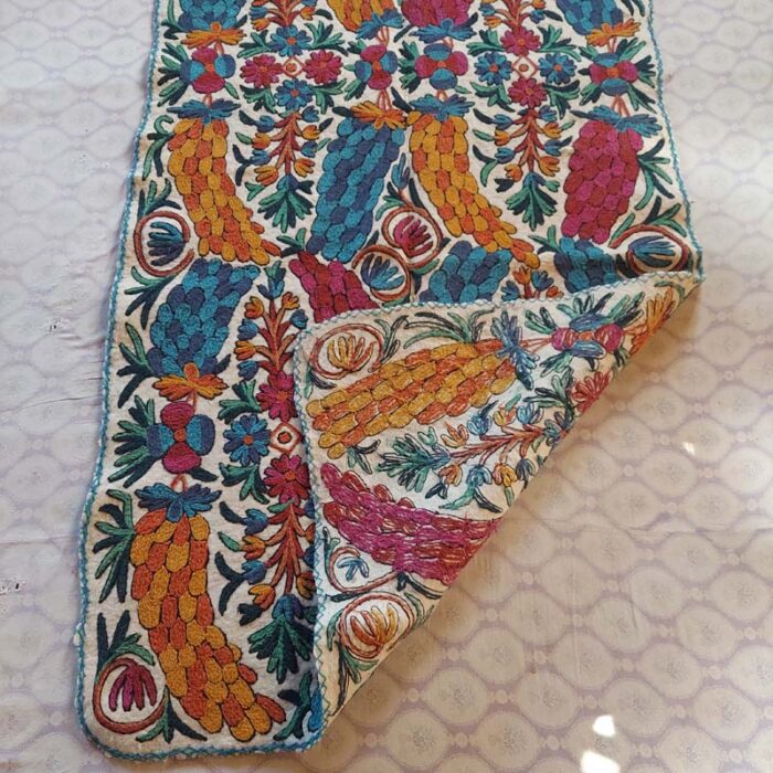 6x4 Badami Double Work Handmade Aari Embroidered Wool Namda Rug - Image 9