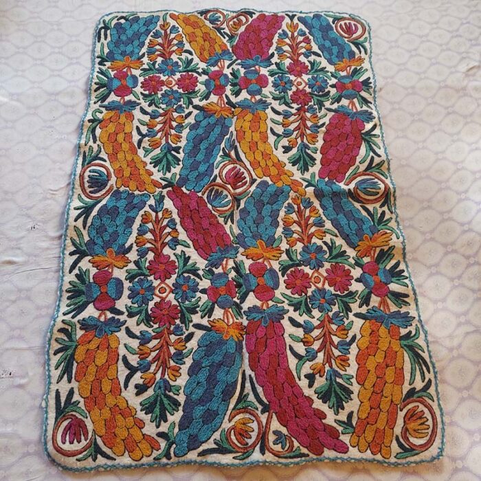 6x4 Badami Double Work Handmade Aari Embroidered Wool Namda Rug