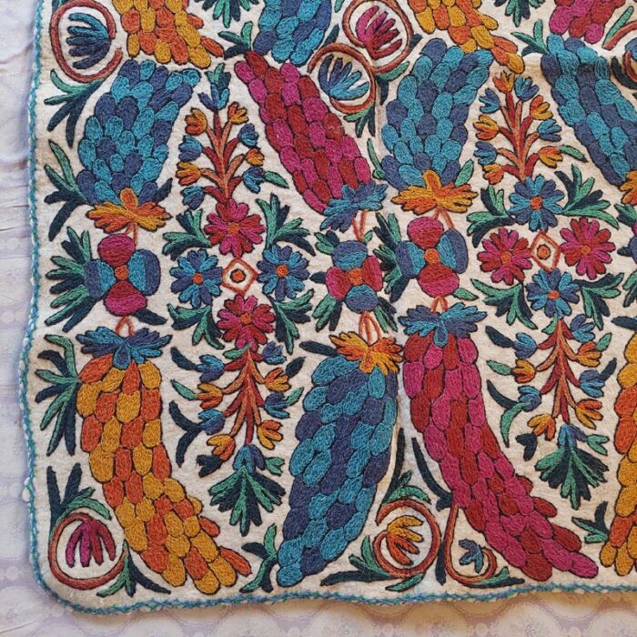 6x4 Badami Double Work Handmade Aari Embroidered Wool Namda Rug - Image 7