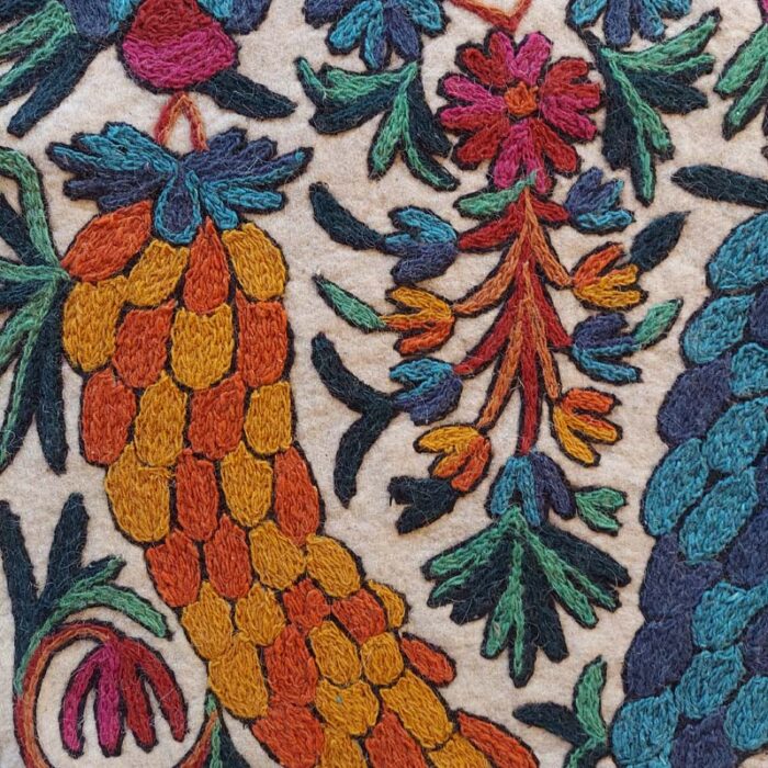 6x4 Badami Double Work Handmade Aari Embroidered Wool Namda Rug - Image 6