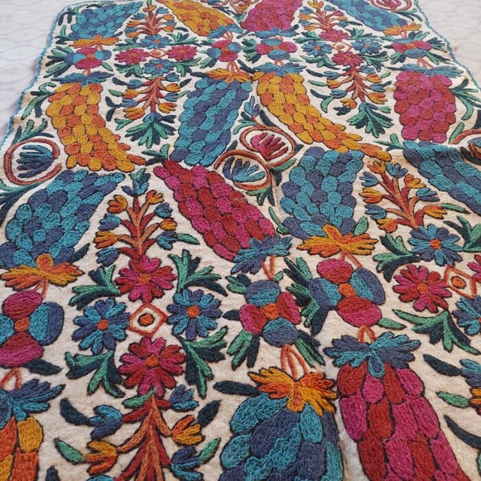 6x4 Badami Double Work Handmade Aari Embroidered Wool Namda Rug - Image 5