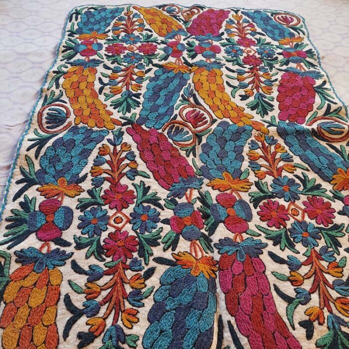 6x4 Badami Double Work Handmade Aari Embroidered Wool Namda Rug - Image 4