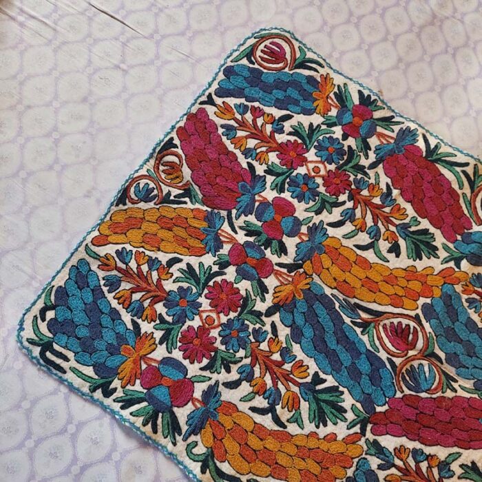 6x4 Badami Double Work Handmade Aari Embroidered Wool Namda Rug - Image 3