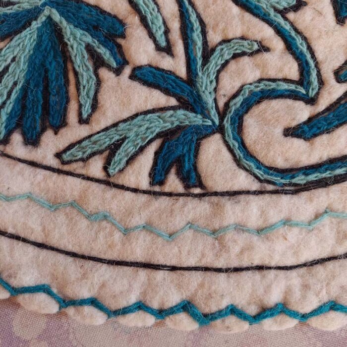 3x3 Blue Handmade Aari Embroidered Namda - Image 3