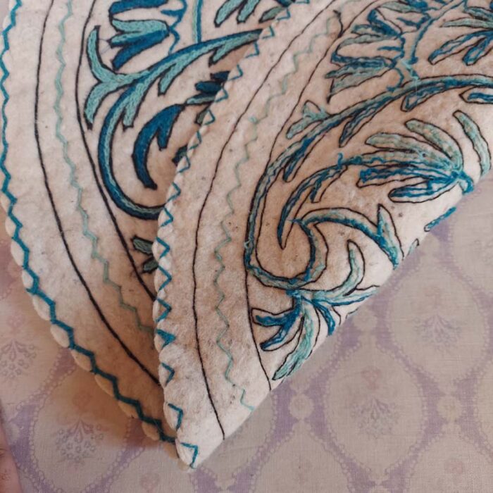 3x3 Blue Handmade Aari Embroidered Namda - Image 2
