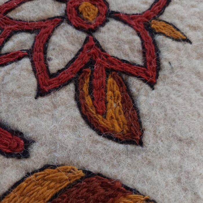 6x4 Butterfly Double Work Handmade Aari Embroidered Wool Namda Rug - Image 7