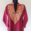 Maroon Summer Kashmiri Aari Work Kurta with Collar