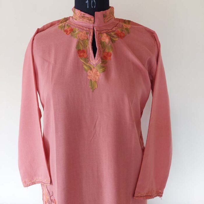 Pink Summer Kashmiri Aari Work Kurta