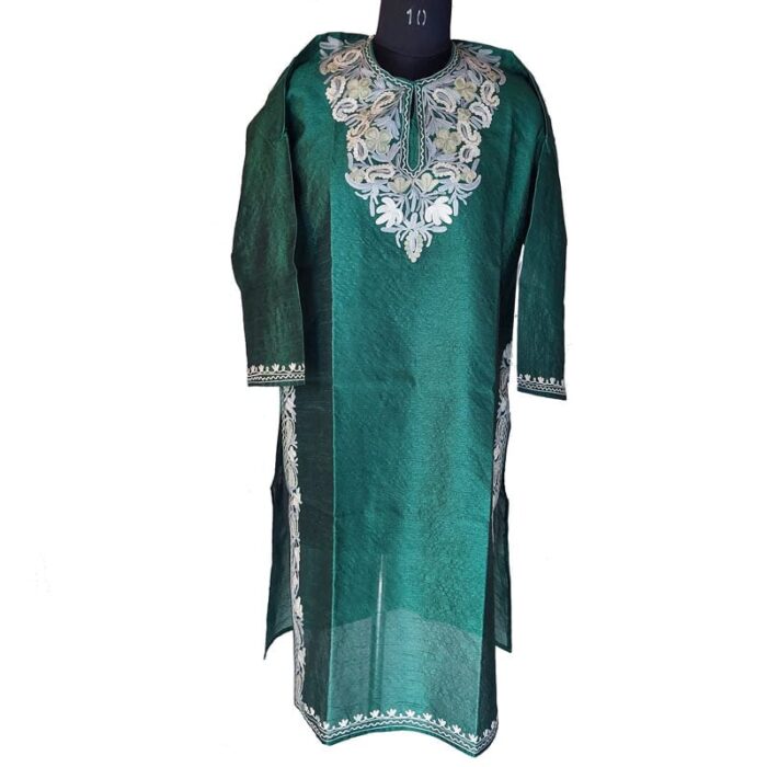 Green Silk Summer Kurti - Image 2