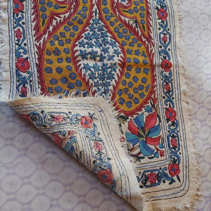 6x4 Shahi Double Work Handmade Aari Embroidered Wool Namda Rug - Image 5