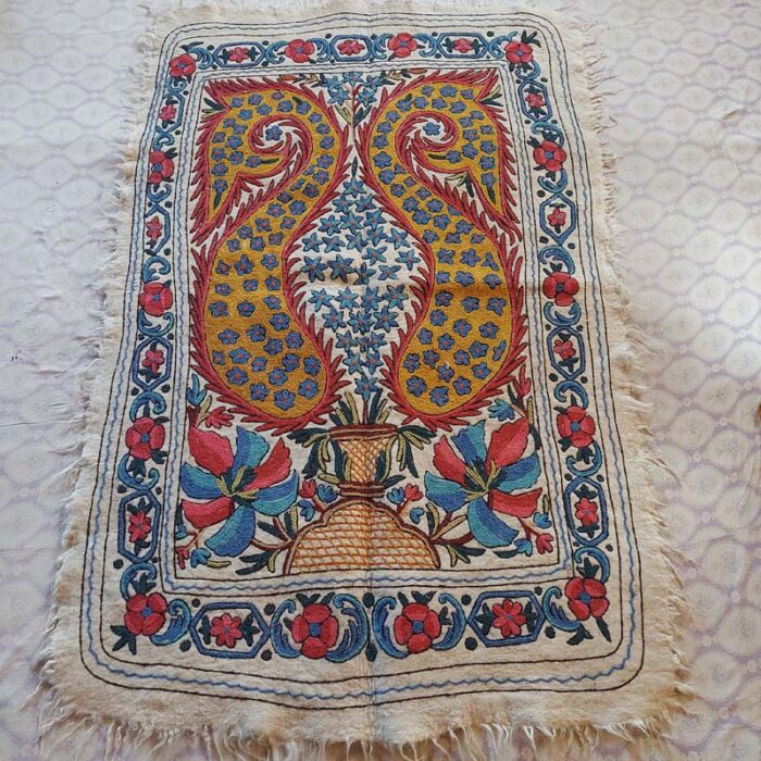6x4 Shahi Double Work Handmade Aari Embroidered Wool Namda Rug