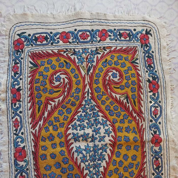 6x4 Shahi Double Work Handmade Aari Embroidered Wool Namda Rug - Image 3