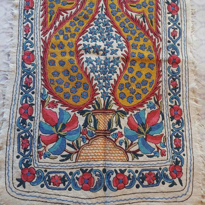 6x4 Shahi Double Work Handmade Aari Embroidered Wool Namda Rug - Image 2