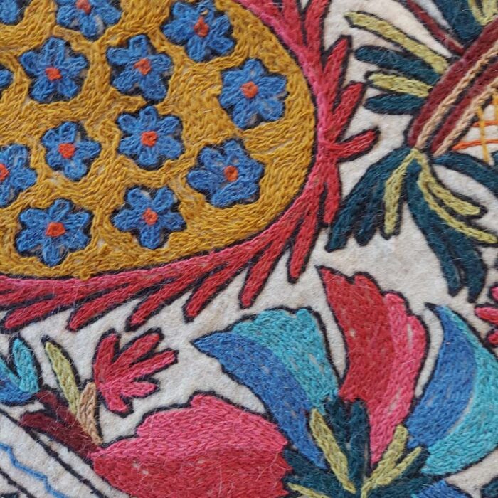 6x4 Shahi Double Work Handmade Aari Embroidered Wool Namda Rug - Image 8