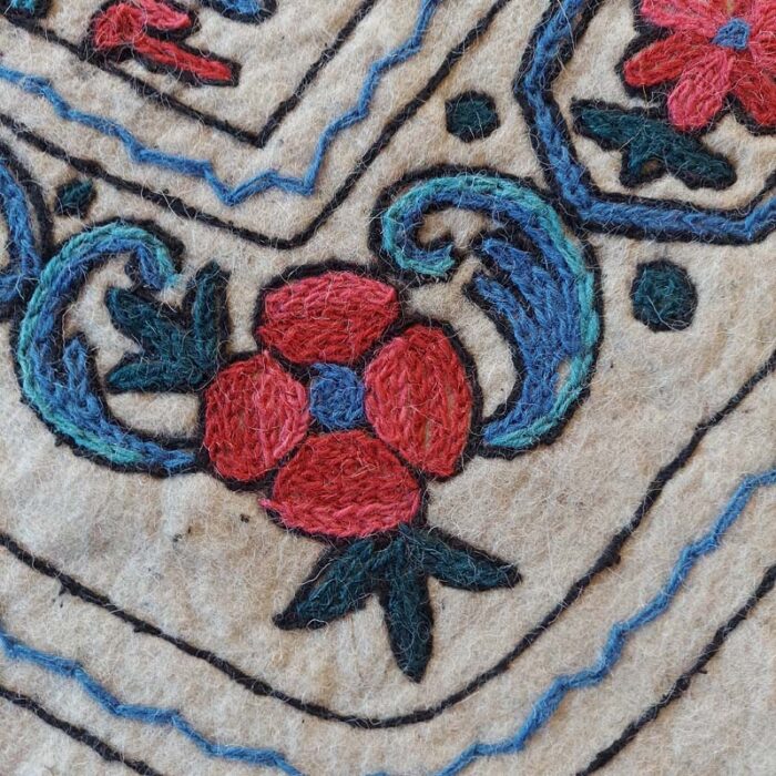 6x4 Shahi Double Work Handmade Aari Embroidered Wool Namda Rug - Image 6