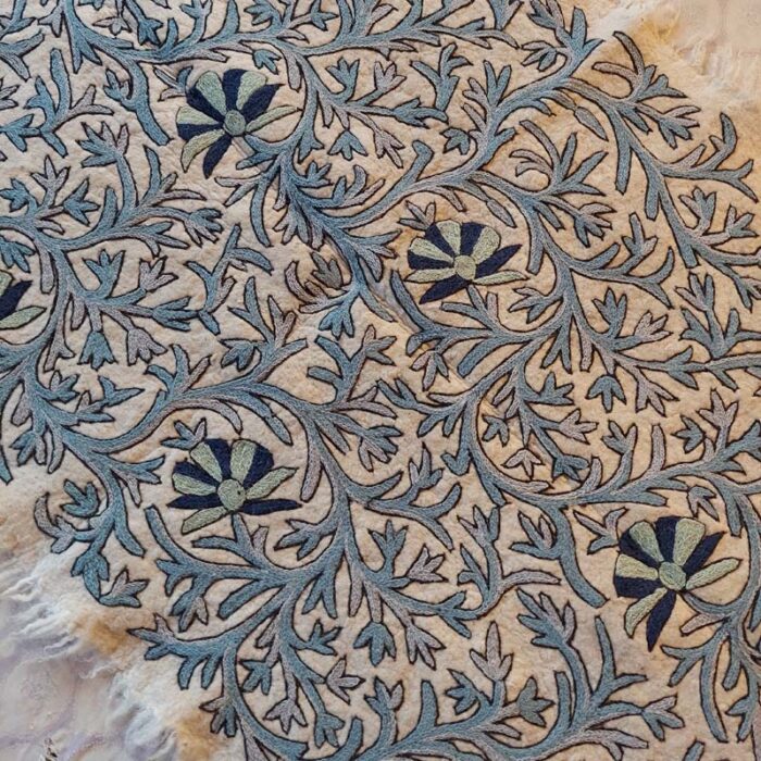6x4 Aabi Double Work Handmade Aari Embroidered Wool Namda - Image 5