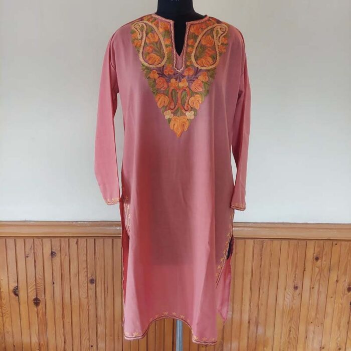Pink Summer Kashmiri Aari Kurta - Image 2