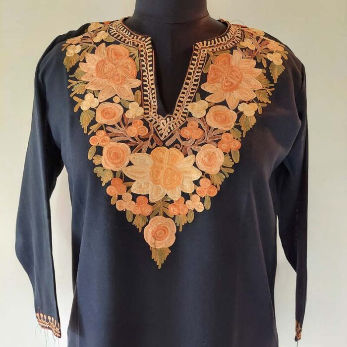 Black Summer Kashmiri Aari Kurta