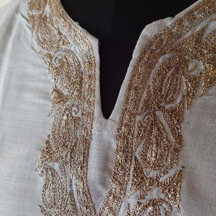 Grey Ruby Cotton Kashmiri Tilla Kurta - Image 3