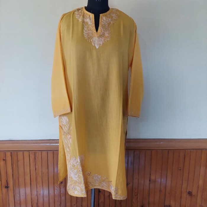 Yellow Summer Cool Aari Kurta - Image 2