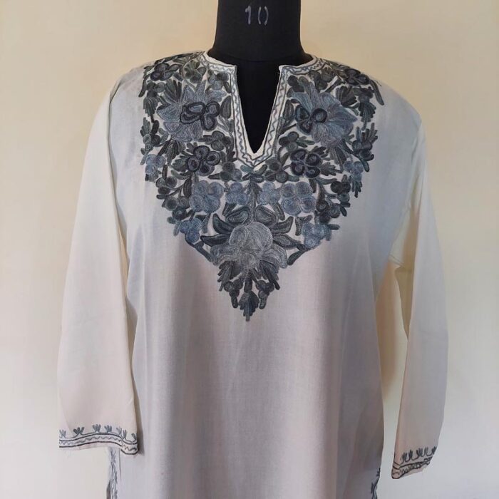 White Summer Cool Aari Kurta
