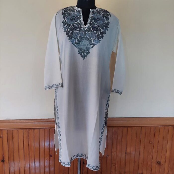 White Summer Cool Aari Kurta - Image 2