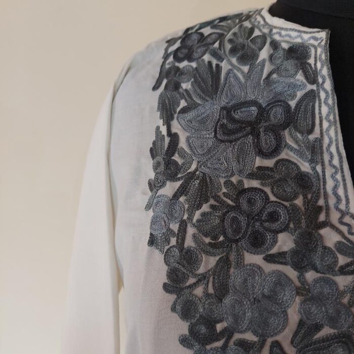 White Summer Cool Aari Kurta - Image 3