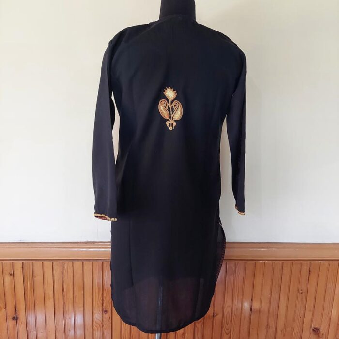Black Summer Cool Golden Tilla Kurta - Image 3