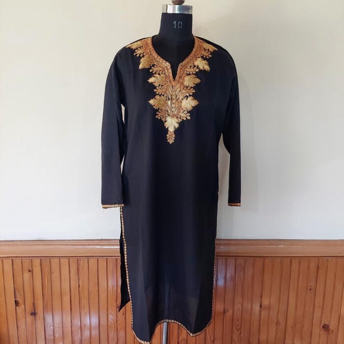 Black Chinari Summer Cool Golden Tilla Kurta - Image 2