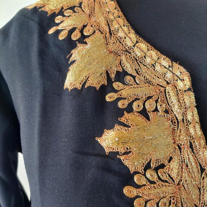 Black Chinari Summer Cool Golden Tilla Kurta - Image 3