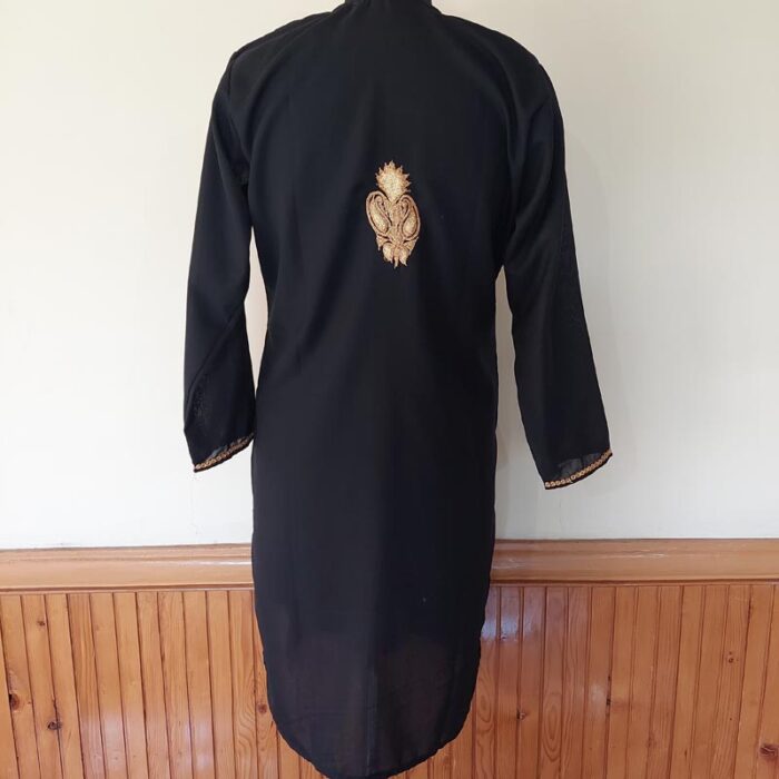 Black Summer Cool Golden Tilla Work Kurta - Image 4