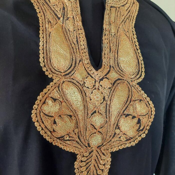 Black Summer Cool Golden Tilla Work Kurta - Image 2
