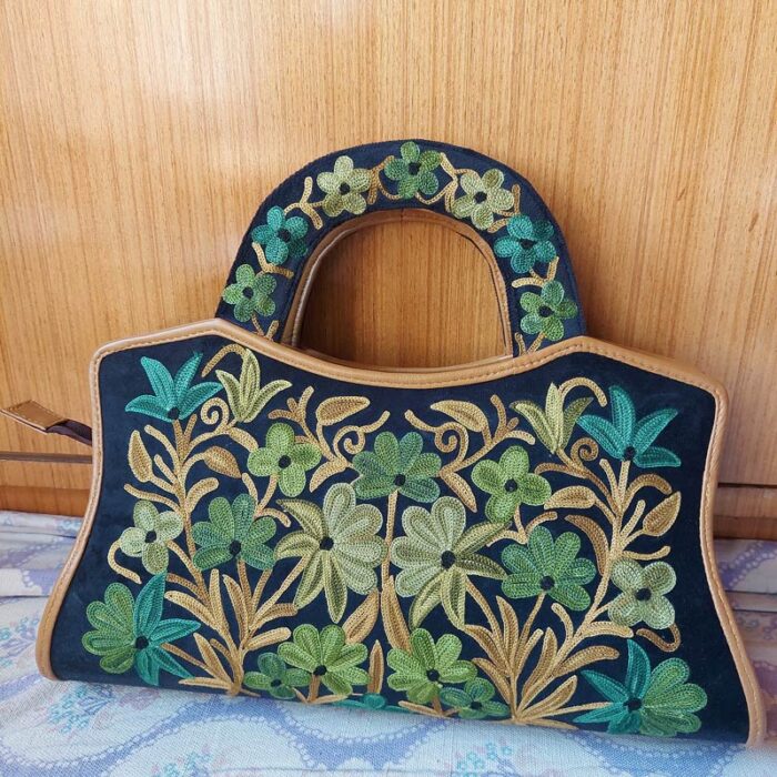 Black Brown Aari Work HandBag