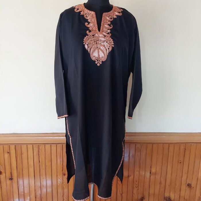 Black Summer Cool Bronze Tilla Work Kurta - Image 2