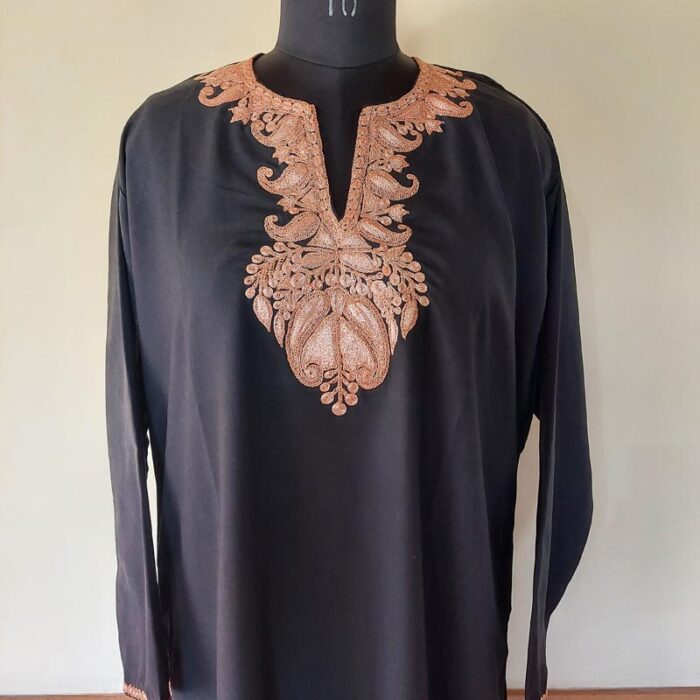 Black Summer Cool Bronze Tilla Work Kurta