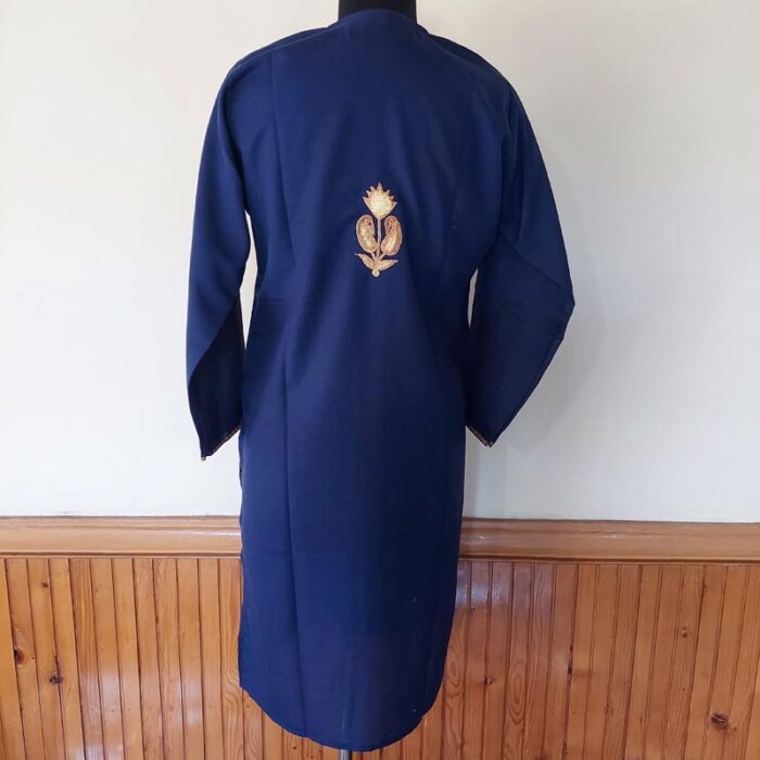 Dark Blue Summer Cool Tilla Work Kurta - Image 4