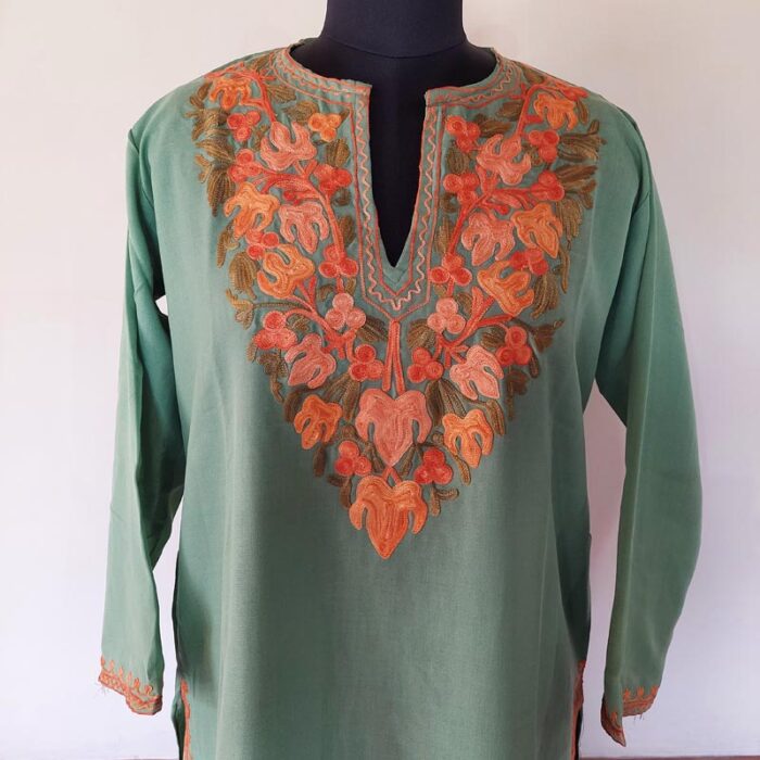 Light Green Chinari Summer Cool Aari Kurta