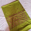 Green Sozni Hand Embroidered Crepe Saree