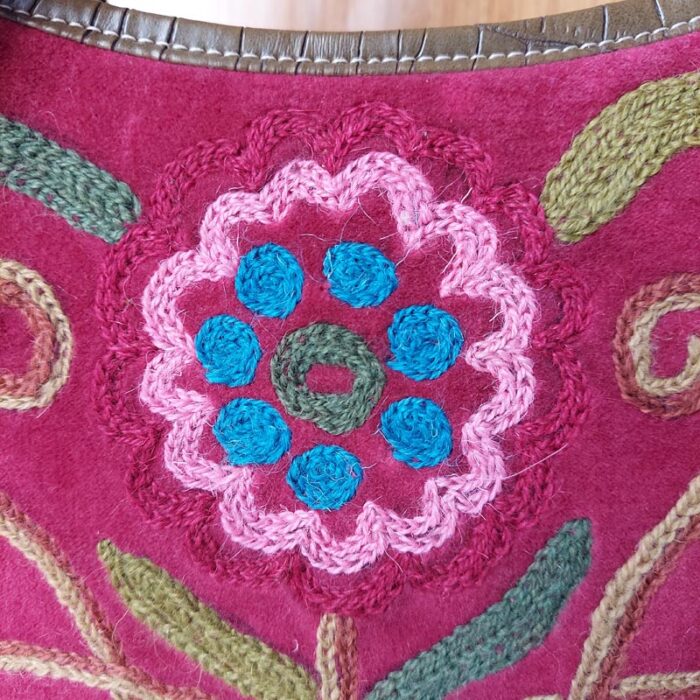 Maroon Brown Hand Aari Work HandBag - Image 4
