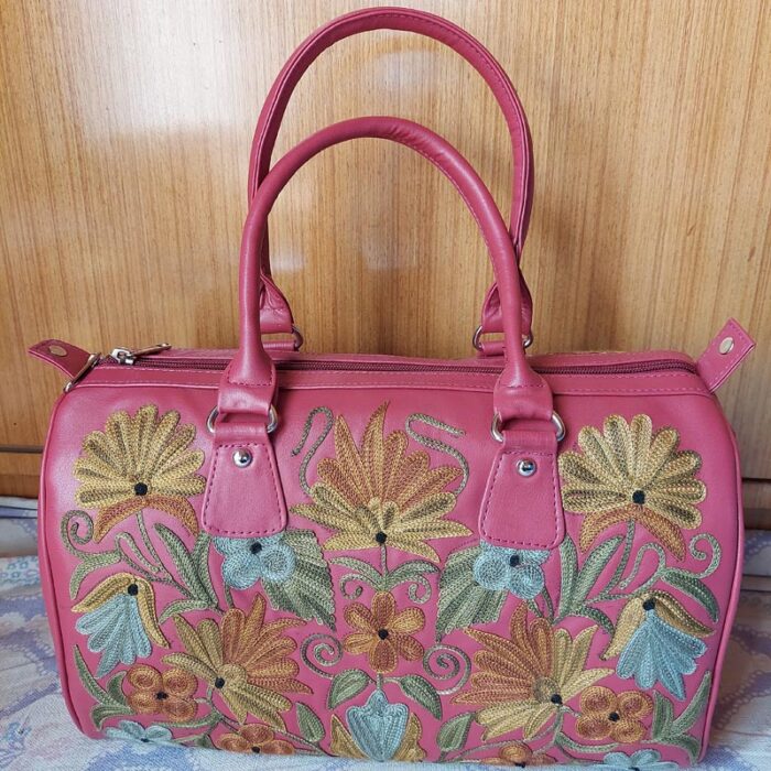 Lady Pink HandBag with Beautiful Aari Work