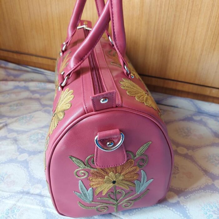 Lady Pink HandBag with Beautiful Aari Work - Image 2