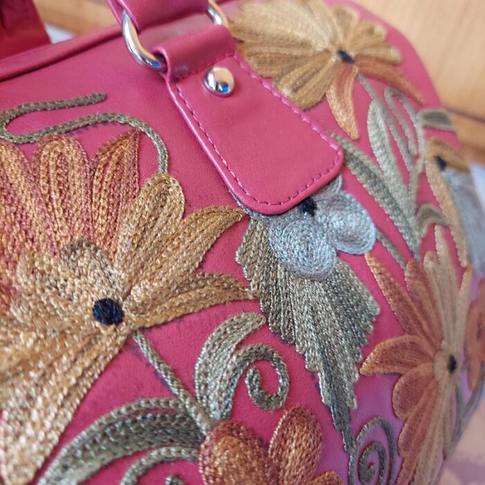 Lady Pink HandBag with Beautiful Aari Work - Image 3