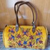 Yellow Suede HandBag with Beautiful Aari Work